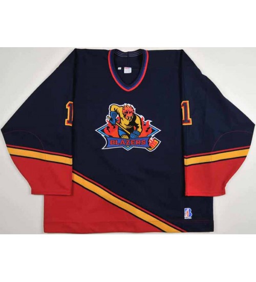 Custom WHL Kamloops Blazers 1999 00 Alternate Hockey Jersey Navy